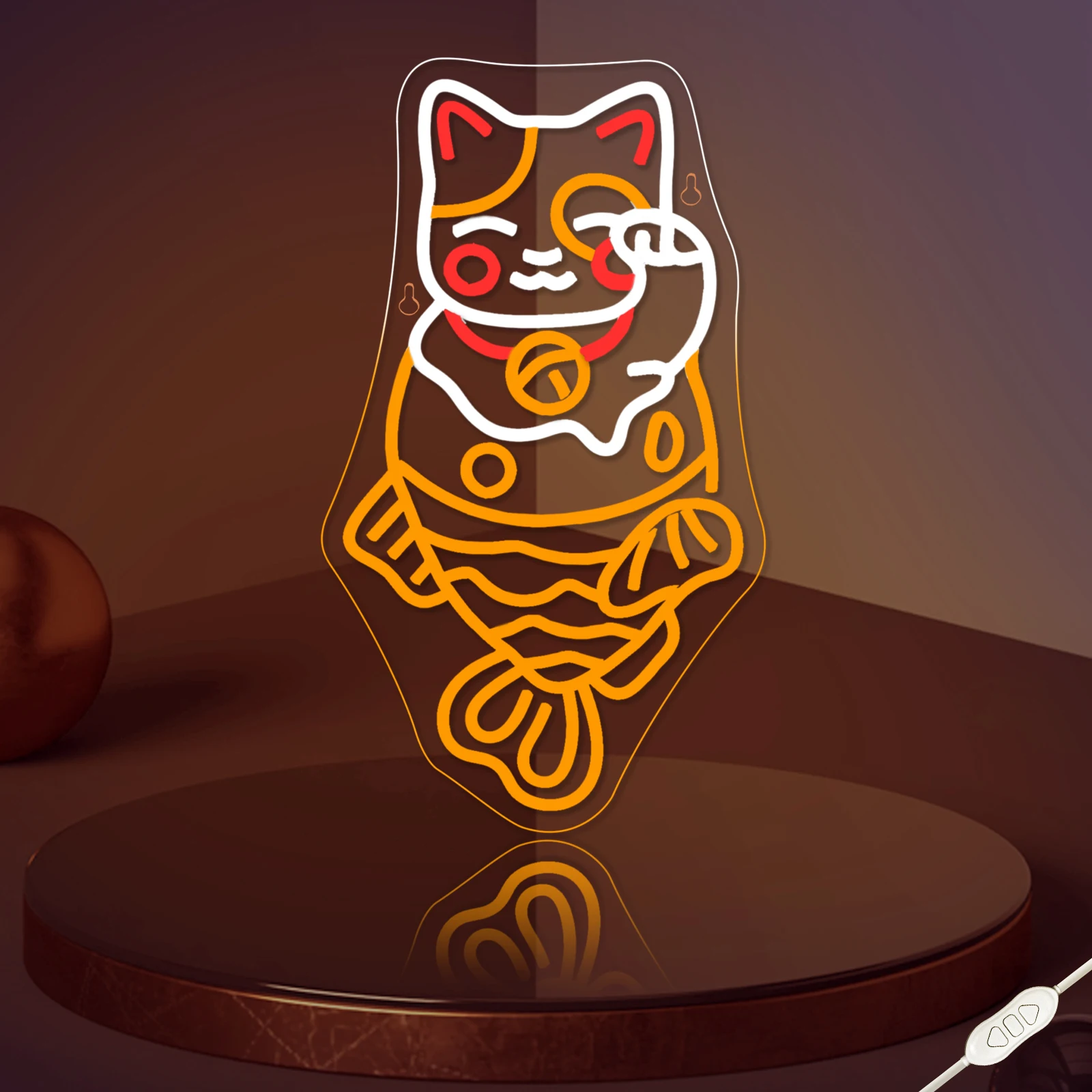 ラッキーキャットマーメイドネオンサインカスタム調光可能な日本アートネオンサイン壁の装飾用5-12v-usbショップレストラン装飾用ledライト