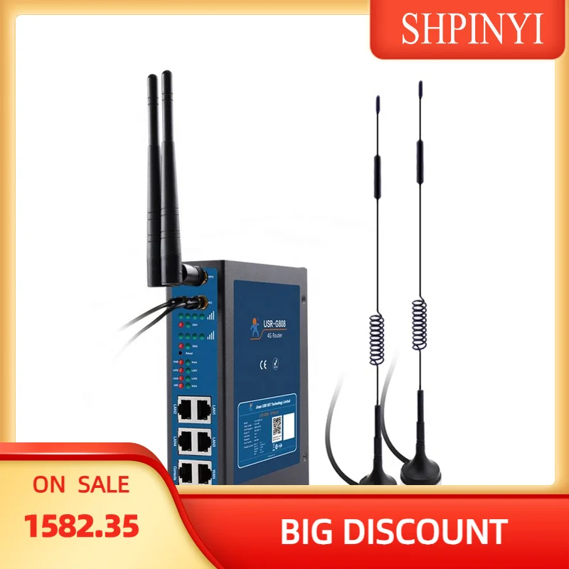 USR-G808-EE EMEA & APAC Wifi Industrial Long Range 4g Lte Wireless Routers With Dual Sim Card Slot