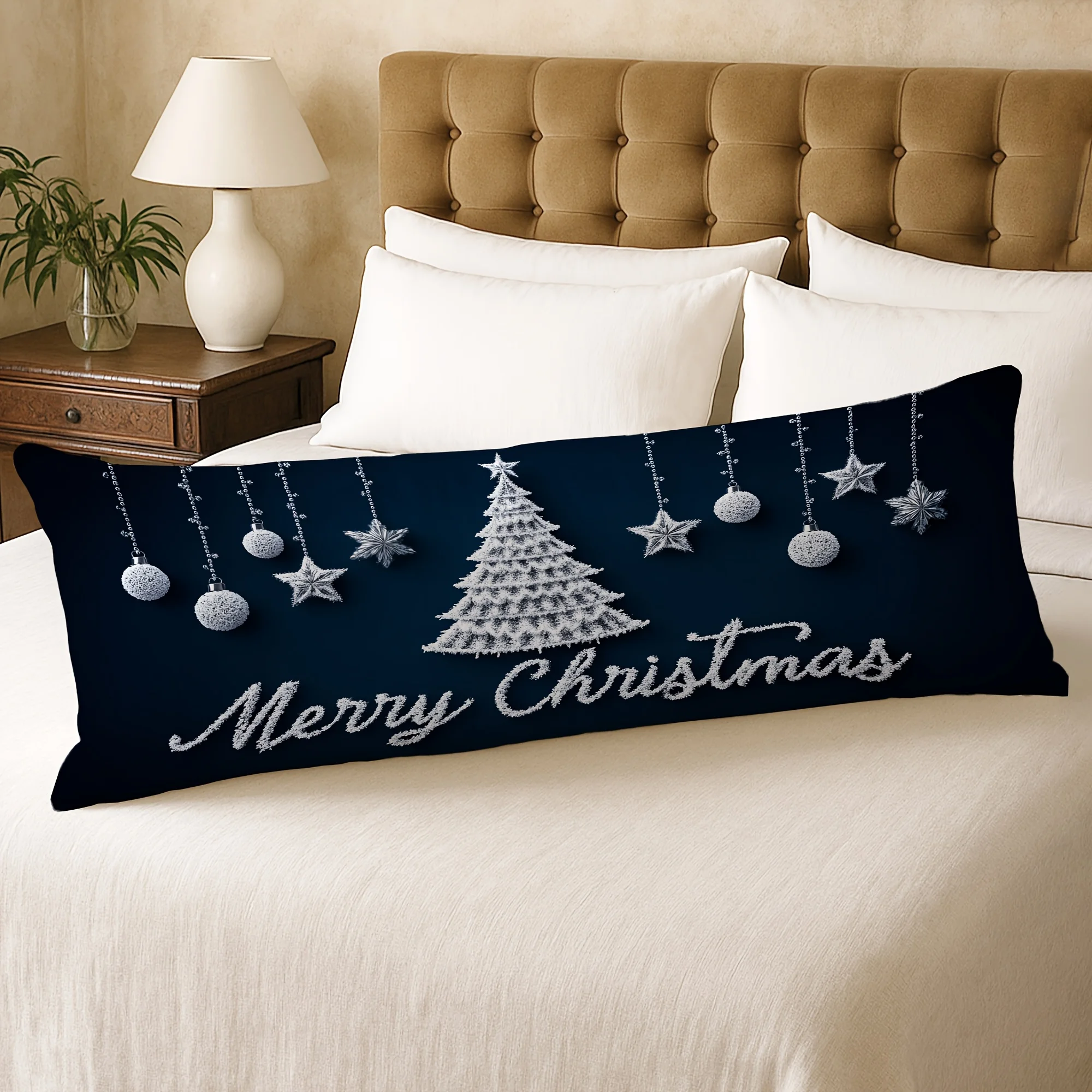 1pc Body Pillowcase Christmas Decoration Modern Exquisite Christmas Tree Ball Star Minimalist 20*54 Inches Suitable for Living R