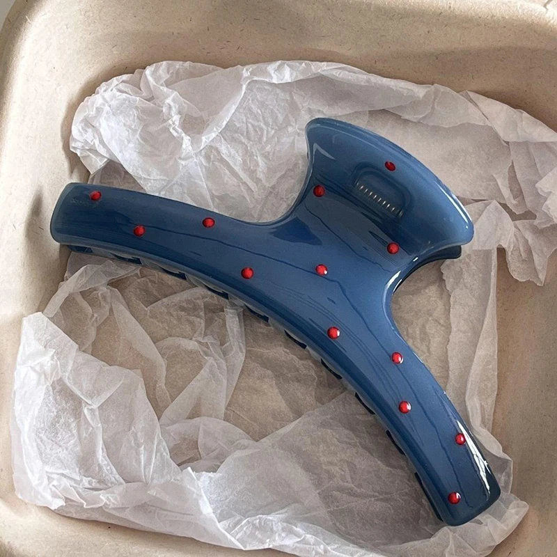 

Vintage Hair Clips Korean Blue Polka Dot Red Bow Hair Clip Designer Luxury Shark Clip Women's Headdress Accessories 2025