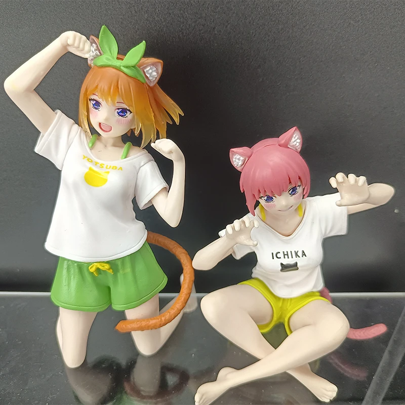 10cm 요츠바 애니메이션 귀여운 나카노 니노 입상 The Quintessential Quintuplets 그림 고양이 나카노 미쿠 그림 PVC 컬렉션 완구