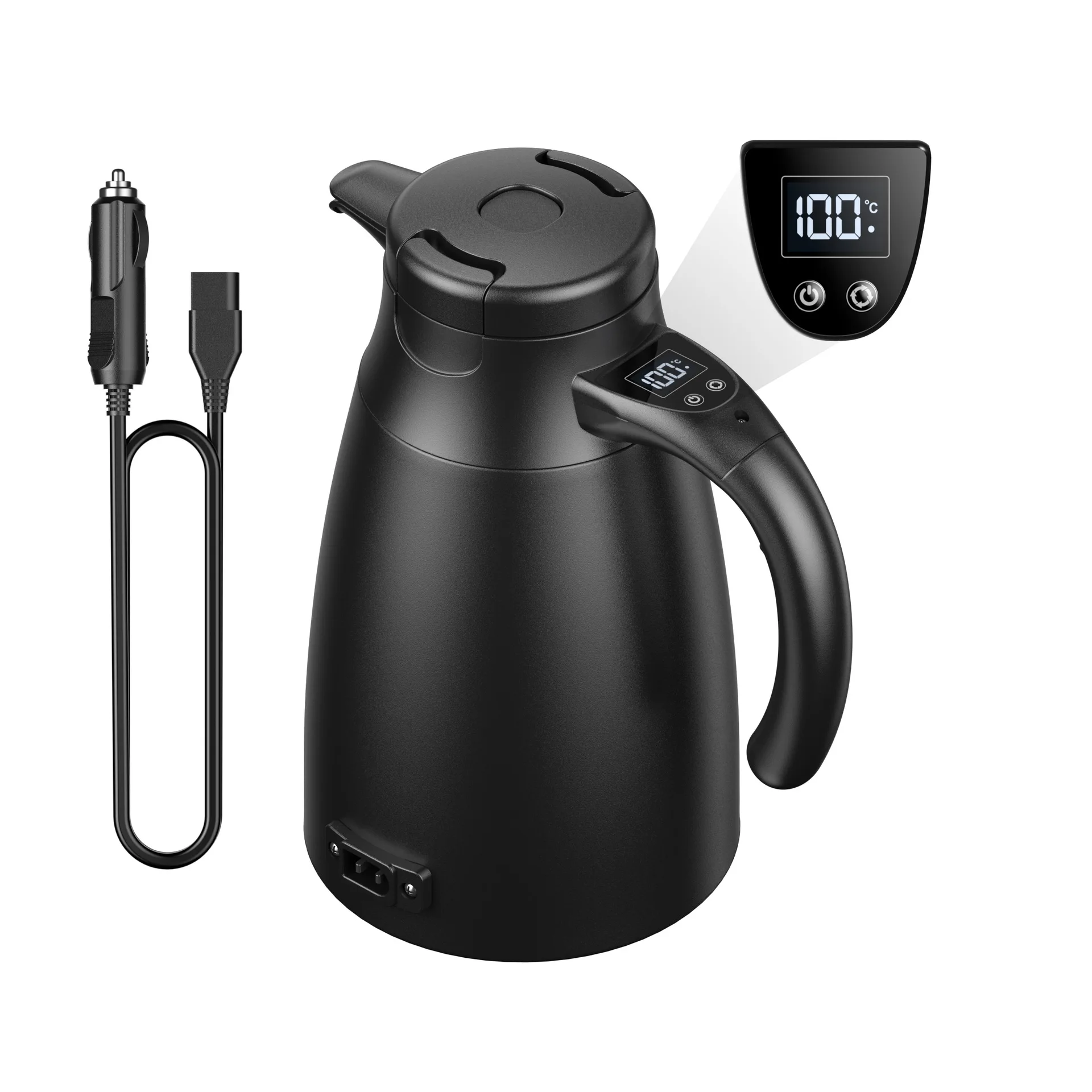 

1.2L 12V/24V Car Electric Kettle - Auto Heating Travel Cup, Portable Water Boiler For SUV/Truck/RV (100°C Fast Boiling)