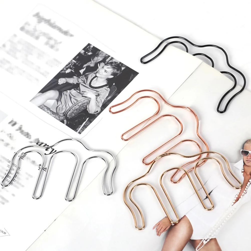 2Pcs Stylish Metal M Shaped Clip General Music Clip Metal Hollowed Bookmark(Rose Gold) Creative Clip Creative Paper Clamp