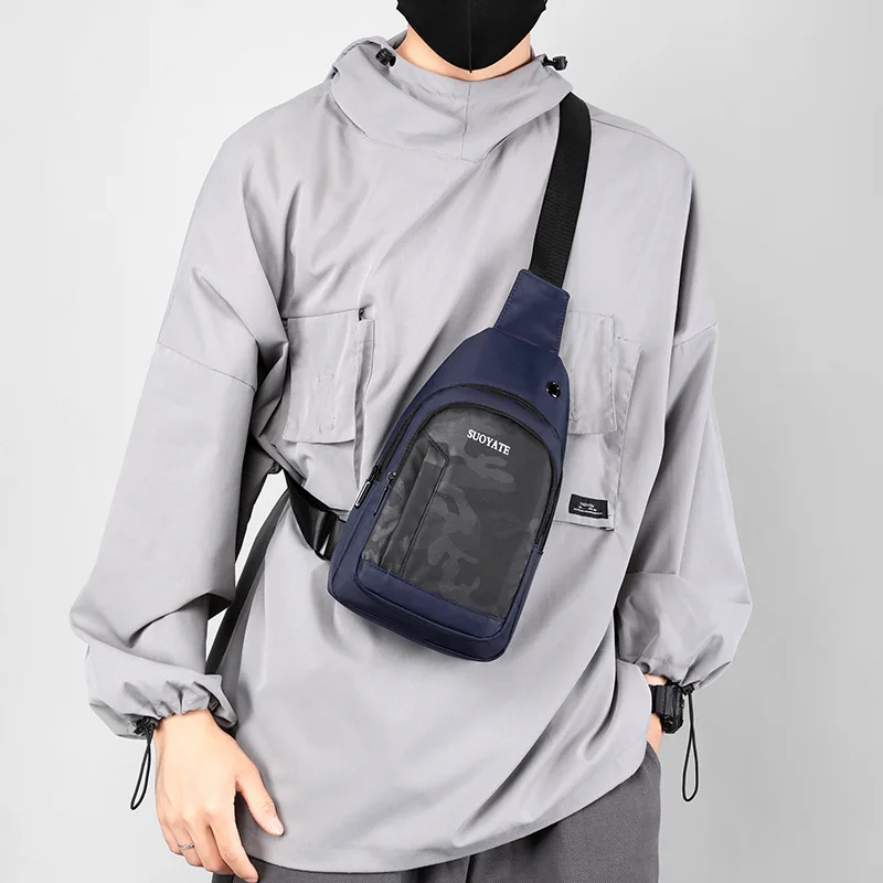 Bolso de pecho para hombre, bandolera deportiva informal, pequeña, a la moda, versión coreana, novedad