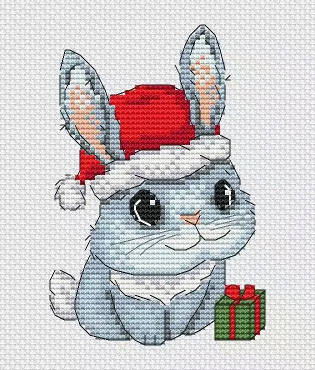 DIY needle work 6-New Year Little Rabbit 18-22 Cross Stitch Set Counted Cross Stitch Kit  28ct 14ct 32ct Metallic aida