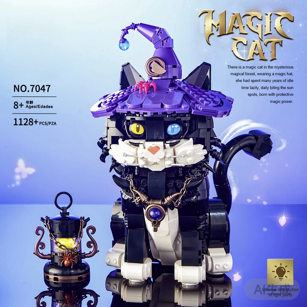 

Creative Technical Assembly Bricks Magic Cat Building Blocks MOC Model STEM Educational Toys Christmas Gifts for Adults Kids