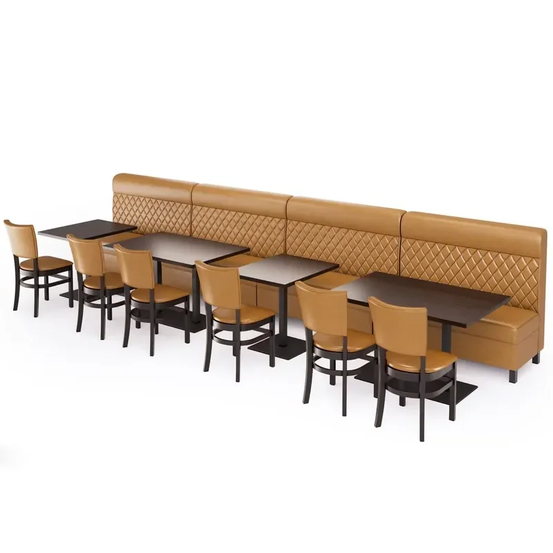 Wood Laminated Restaurant Furniture Booth Seating Table Chair Set for Coffee Shop Bakery Pizza Plaza Cafe