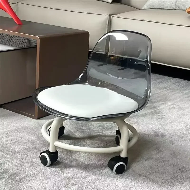 Acrylic Universal Wheel Low Stool Backrest Small Chair Pulley Low Chair Changing Shoes Floor Stool