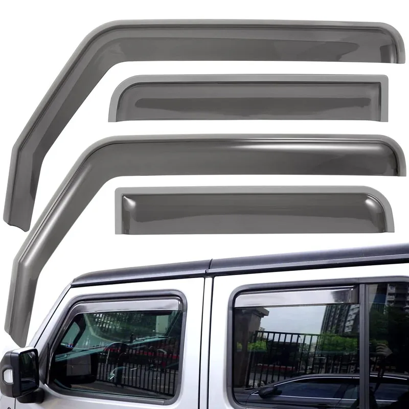 

Front & Rear Visors in-Channel Side Window Deflectors Ventvisor Cover Accessories for 2018-2021 Jeep Wrangler JL & Gladiator JT