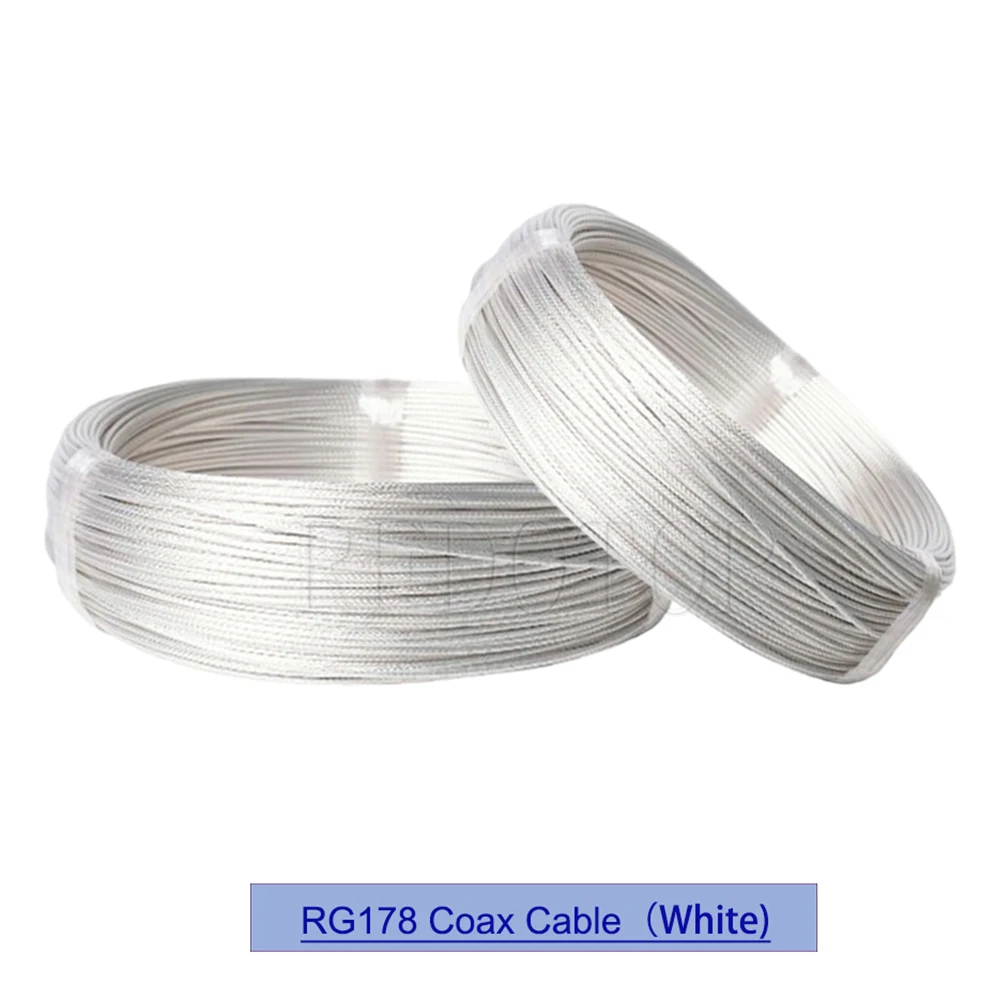 White/Brown/Black RG-178 RG178 Coaxial Cable Wire Shield Silver Platied Antenna 50Ohm Low Loss for Crimp Connector