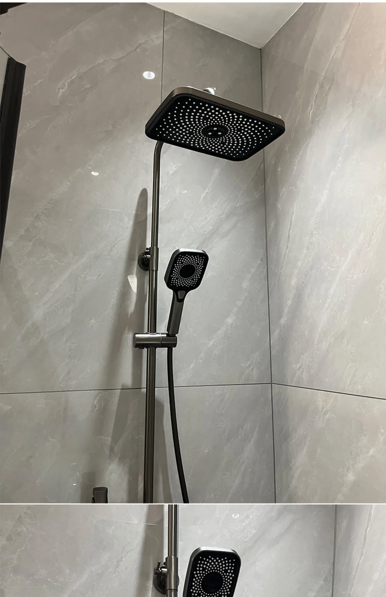 /Bathroom Intelligent Digital Display Constant Temperature Shower Set Bathroom Shower Rain All Copper Household Gun Gray Shower