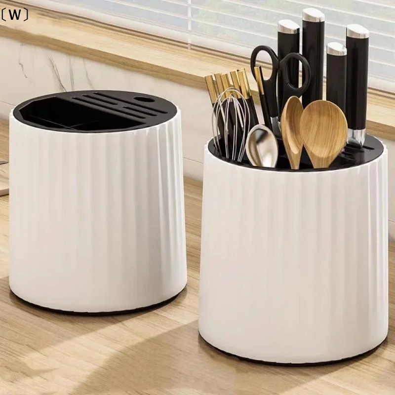 〔W〕Kitchen Rotating Knives Holder 360 Degree Rotating Chopsticks Cage Cutlery Rack Detachable High Capa
