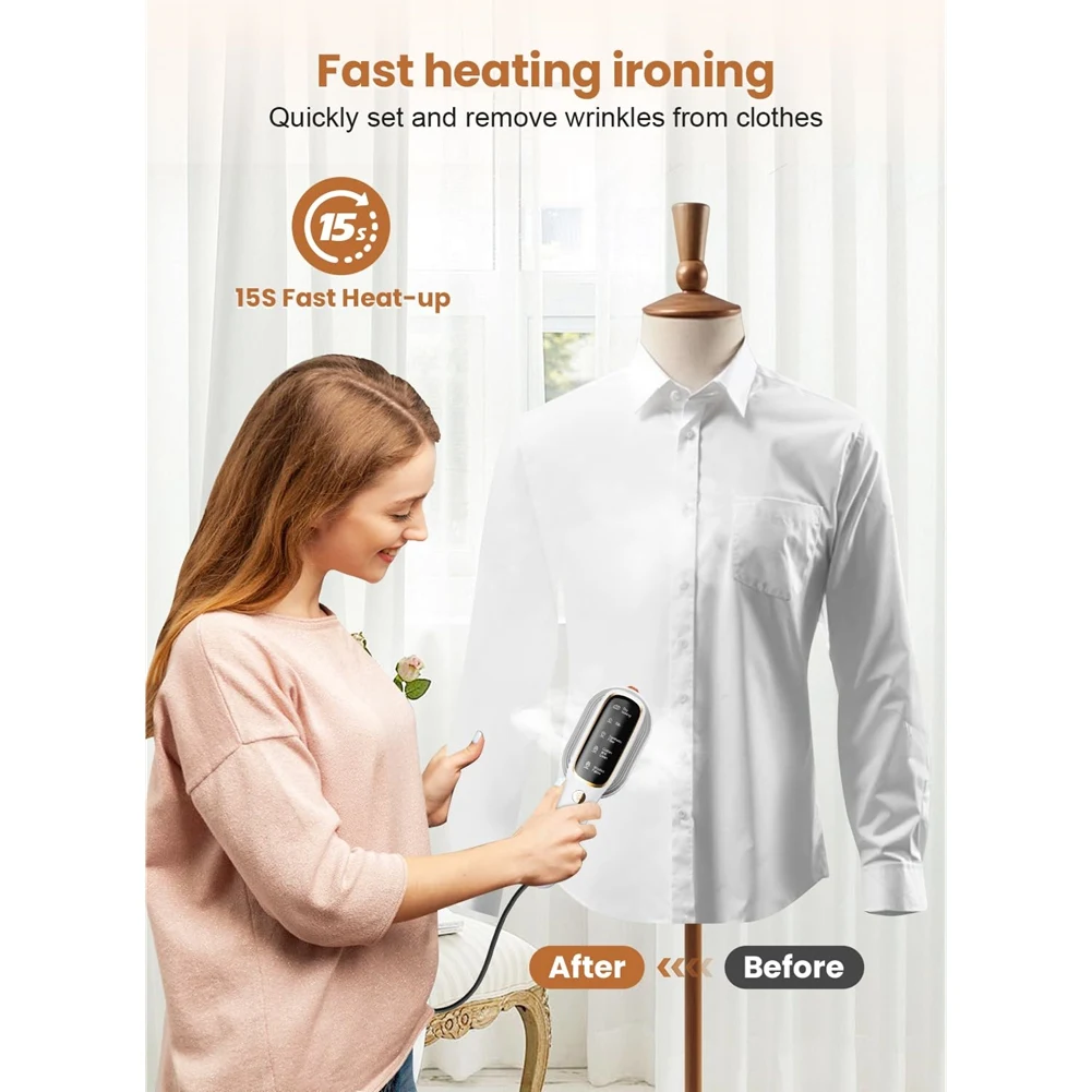 A83X-Steamer للملابس، 2In1 مكوّاة محمولة، تسخين سريع 15S، مزيل تجاعيد القماش، مكواة بخار خفيفة الوزن، قابس الاتحاد الأوروبي