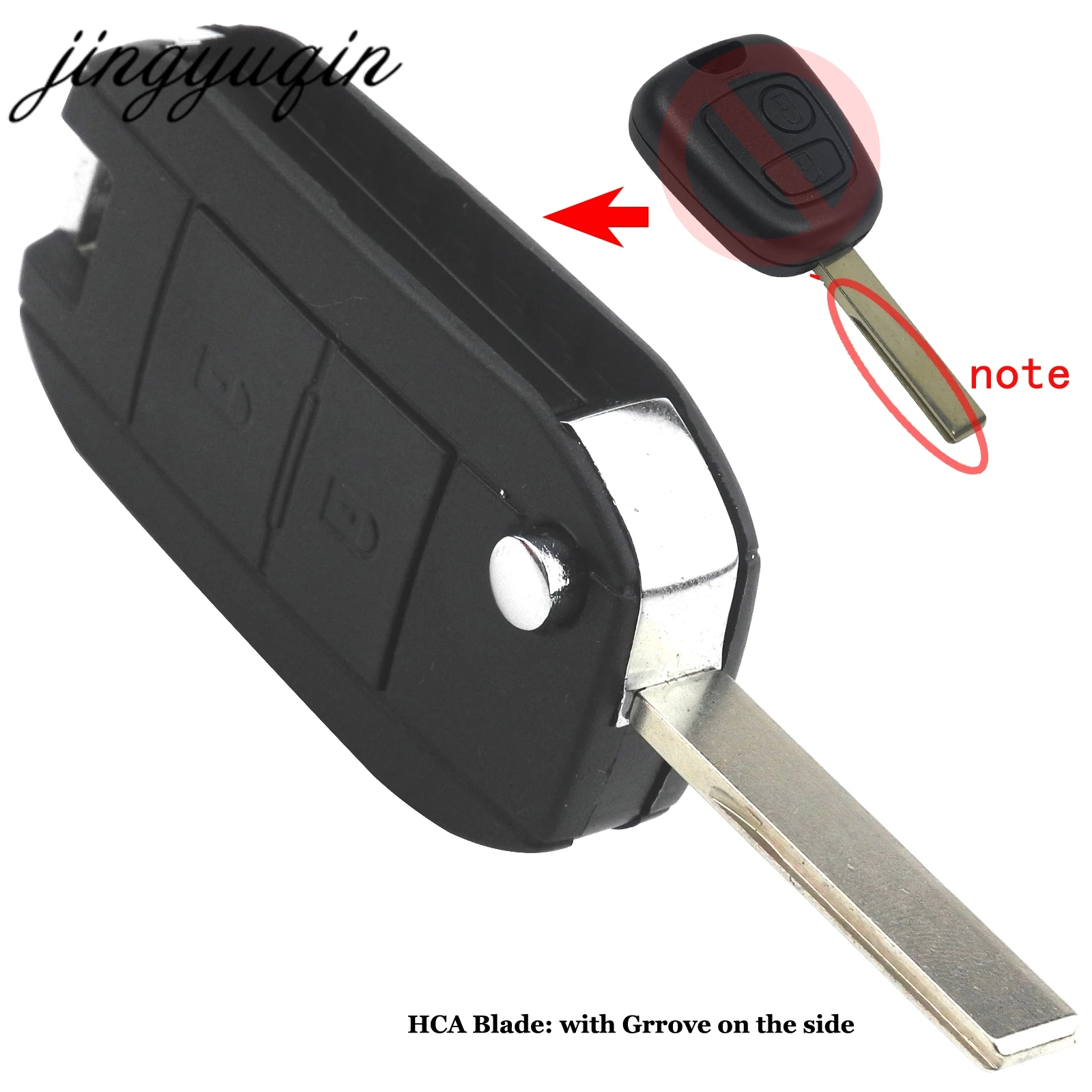 Jingyuqin VA2/HCA Auto Flip Chiave Pieghevole Borsette Per Peugeot 307 107 207 607 407 Modificato Chiave di Ingresso A Distanza Fob caso 2 Bottoni