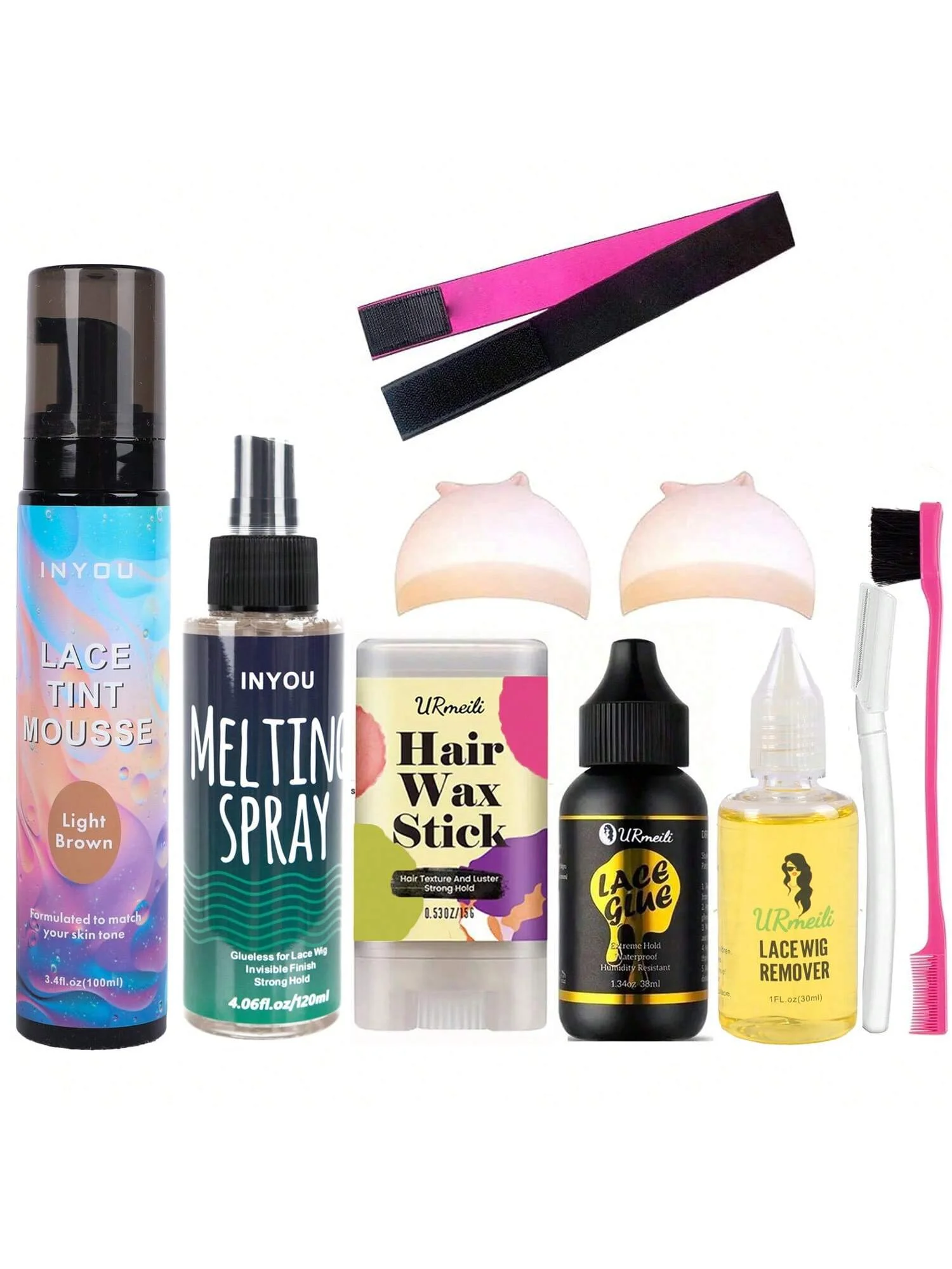 

Lace Melting and Holding Mousse Glue-Less Hair Adhesive for Wigs, Wig Melting Mousse Supreme Hold for Wig Hair Wig Remover Kit