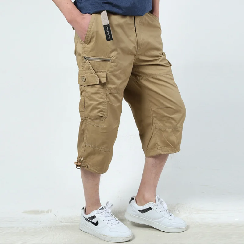 Summer Shorts Baggy Capri Pants Men's Plus Size 5XL Fashion Casual Thin Cargo Short Pants Loose Mens Bottoms