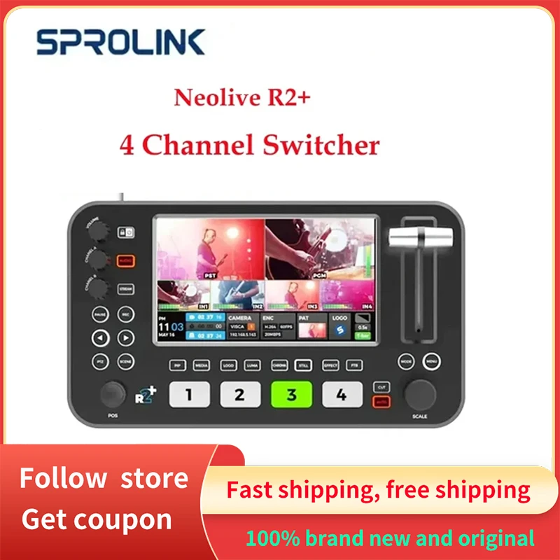 SPROLINK NEOLIVE R2 Plus Video Switcher Multi-Cameras 4-Channel HDMI-Compatible Inputs Mixer Live Broadcasting Switcher