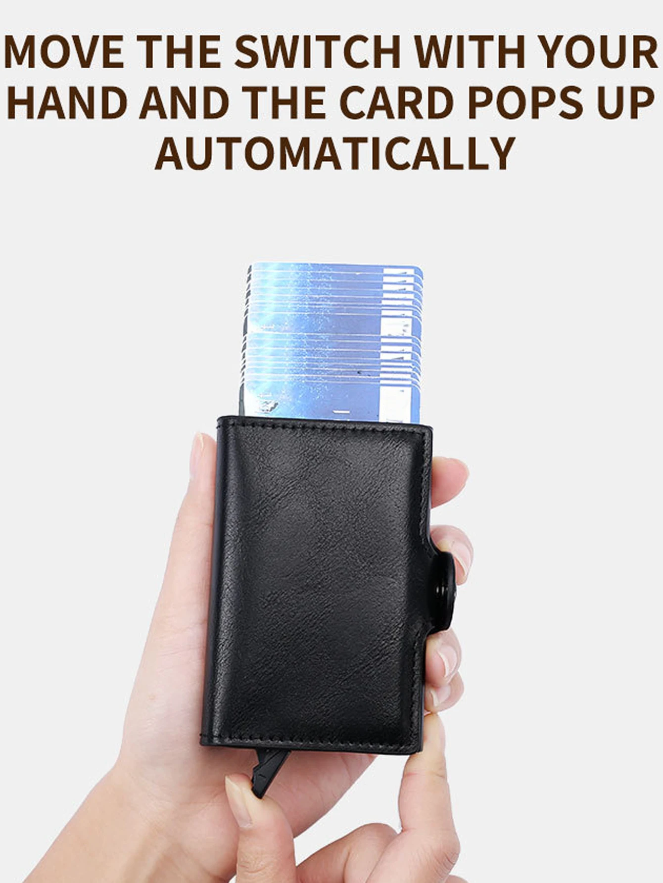 Porta carte di credito con blocco RFID, portafoglio con fermasoldi in pelle pop-up per uomo, porta carte doppia Porta carte di credito