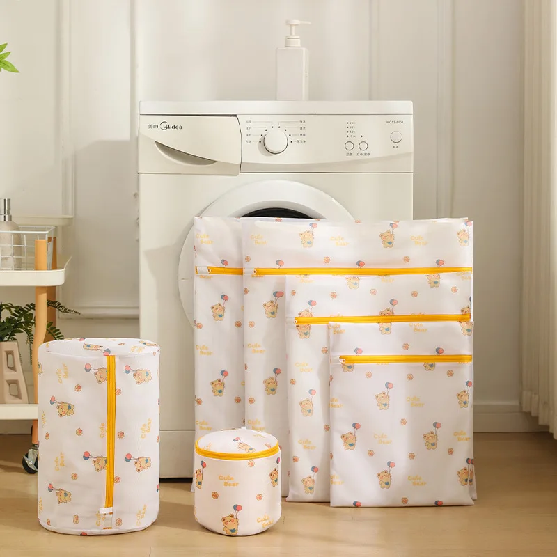 

Cartoon Bear Laundry Bag Cute Print Washing Bag For Washing Machine Washroom Organize Dirty Clothes Storage Pouch laundry Bags