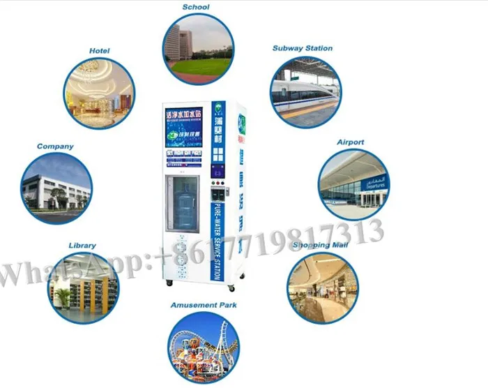 Venda quente Dispensador de água Máquina de venda automática de água alcalina Máquina de venda automática de água potável