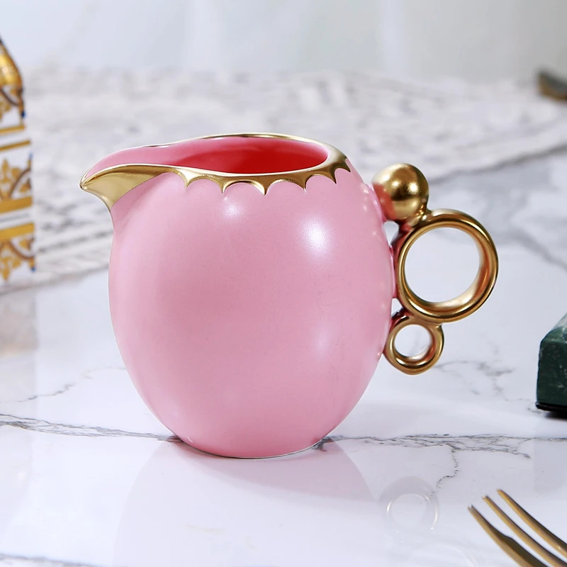 European coffee jar ceramic dan-shaped milk jar solid color milk cup tea cup