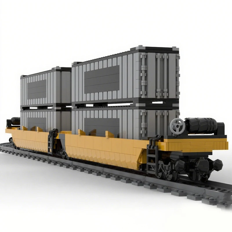994PCS MOC Double Stack Rail Transport Wagon Building Blocks DIY Train Cargo Carrier Model Display Educational Toy Gift