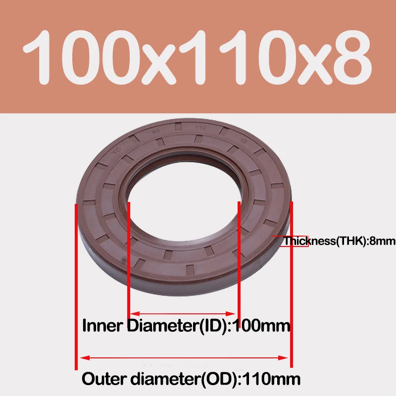 1Pcs,Inner Diameter100-150mm,FKM Framework Oil Seal TC Fluoro Rubber Gasket Rings Cover Double Lip with Spring for Bearing Shaft