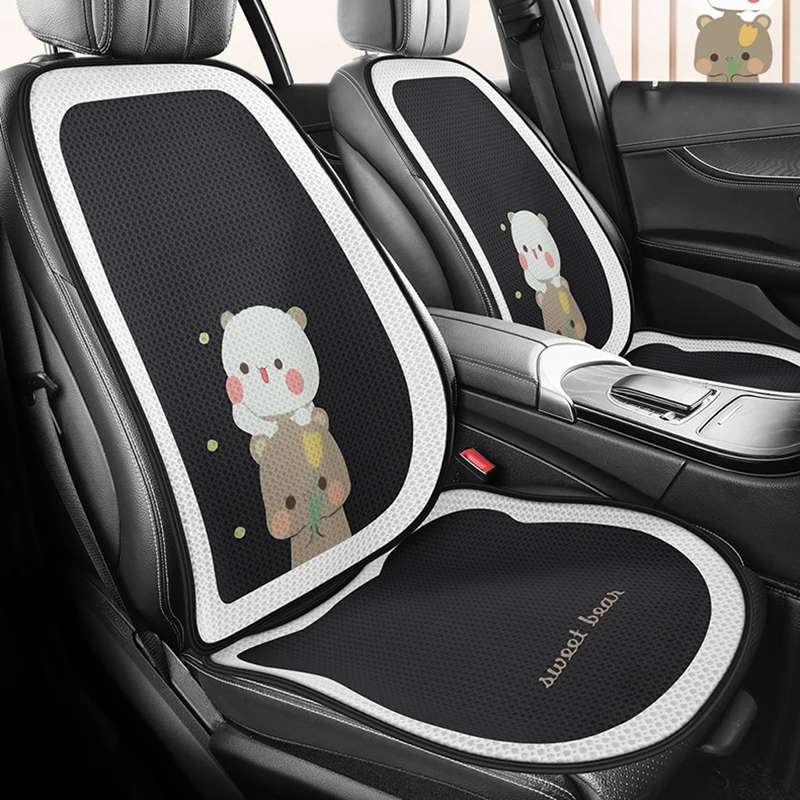 

2024 Cute Cartoon Car Seat Cushion Fashion Breathable Ice Silk Car Seat Cushion Cover Anti Slip Dust Proof Interior Accessories