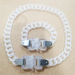 New Matte Transparent Acrylic Chain Lock Pendant Necklace for Women Men Rock Link Buckle Choker Bracelet HipHop Party Jewelry