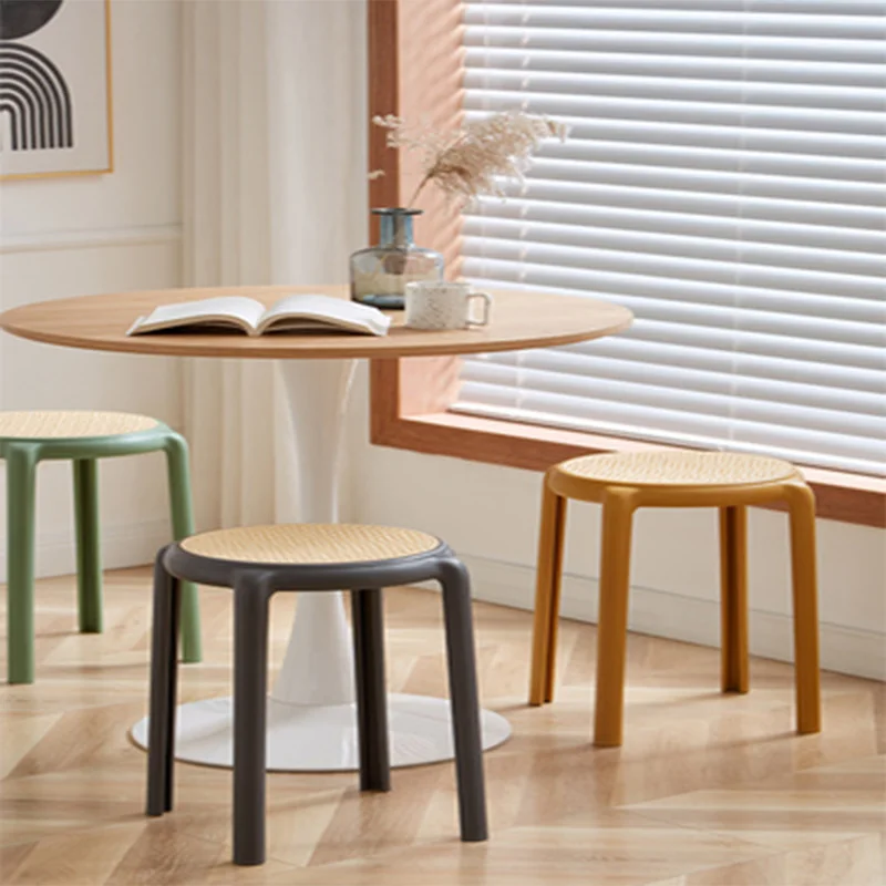 High Chair can be Stacked Plastic Stool Household Thickened Round Stool Modern Creative Living Room Dining Table Plastic