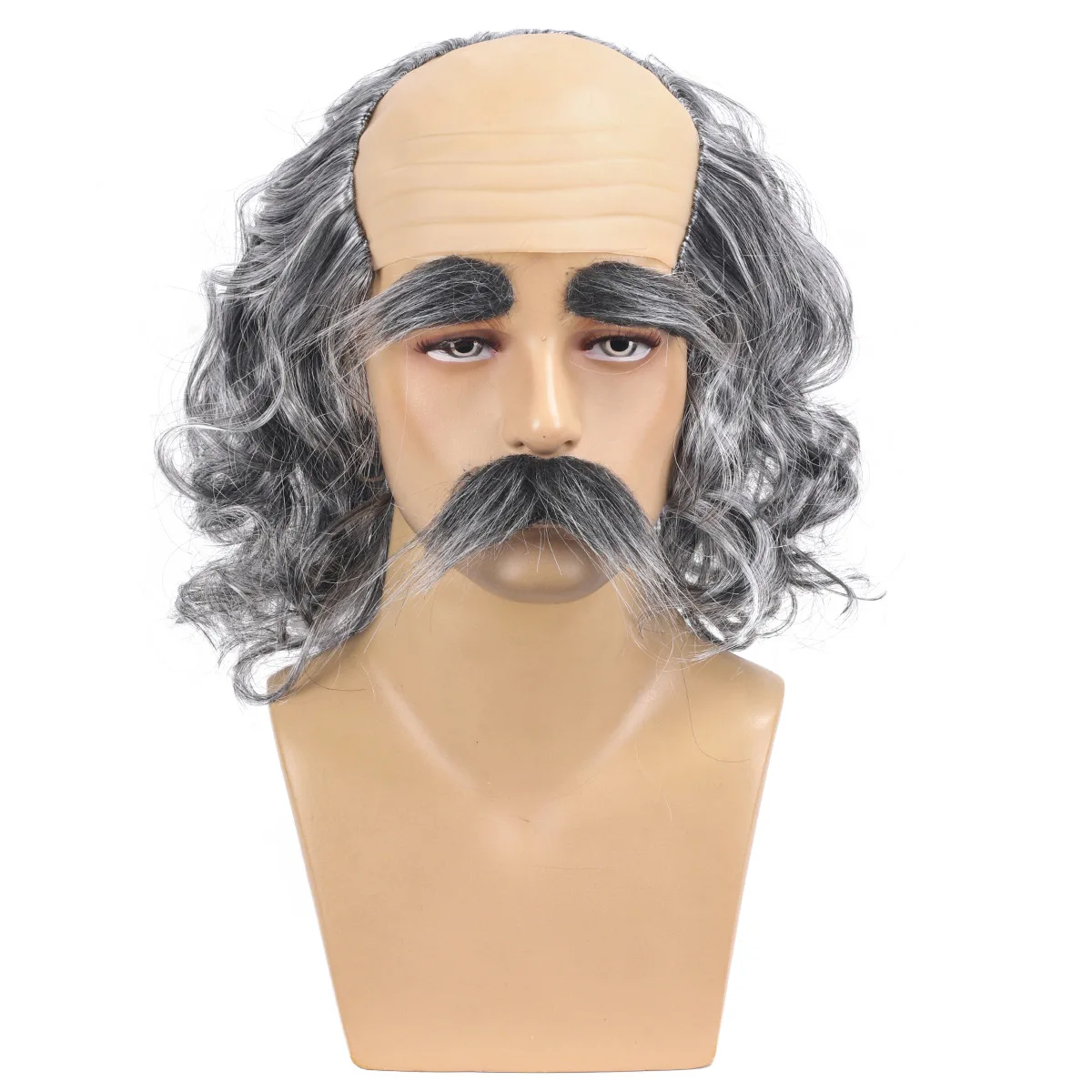 Bald Wig, Adult, Child, Annual Meeting, Funny, Bald Wig, Bald Mediterranean Men's Wig - Synthetic Fiber Wig