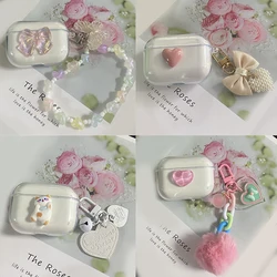 For Huawei freebuds SE2 / freebuds se Case Cute Bear/flower Keychain &Transparent Earphone Silicone Cover For huawei freebuds SE