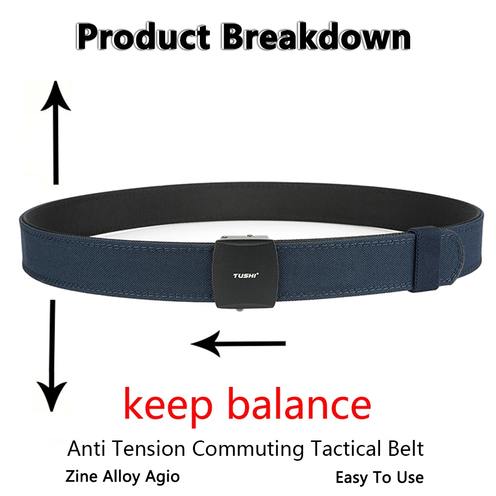TUSHI Cintura da uomo militare dura Fibbia a sgancio rapido Cintura tattica multi-dimensione per uomo Cintura unisex Cintura da esterno Accessori IPSC