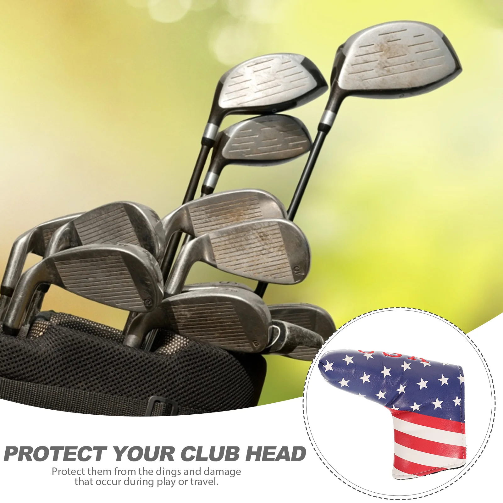 

Golf Club Cover for Center Shaft Mallet Golfs Club Protective Cover Putter American Flag Durable Golf Supplies Protective Case