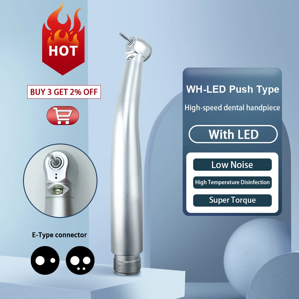 Dental High Speed LED Handpiece Durable And Super Torque Air Turbine Handpiece Dental Built-In Cooling Water Spray With LED