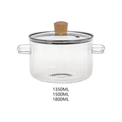 Glass Cooking Pot Transparent Durable with Handles Heat Resistant Glass Saucepan with Cover for Tea Pasta Baby Food Soup Milk