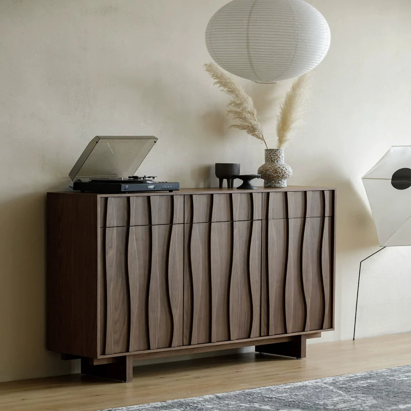 

Black walnut solid wood shoe cabinet, Nordic modern small apartment storage cabinet, shoe change cabinet at the door