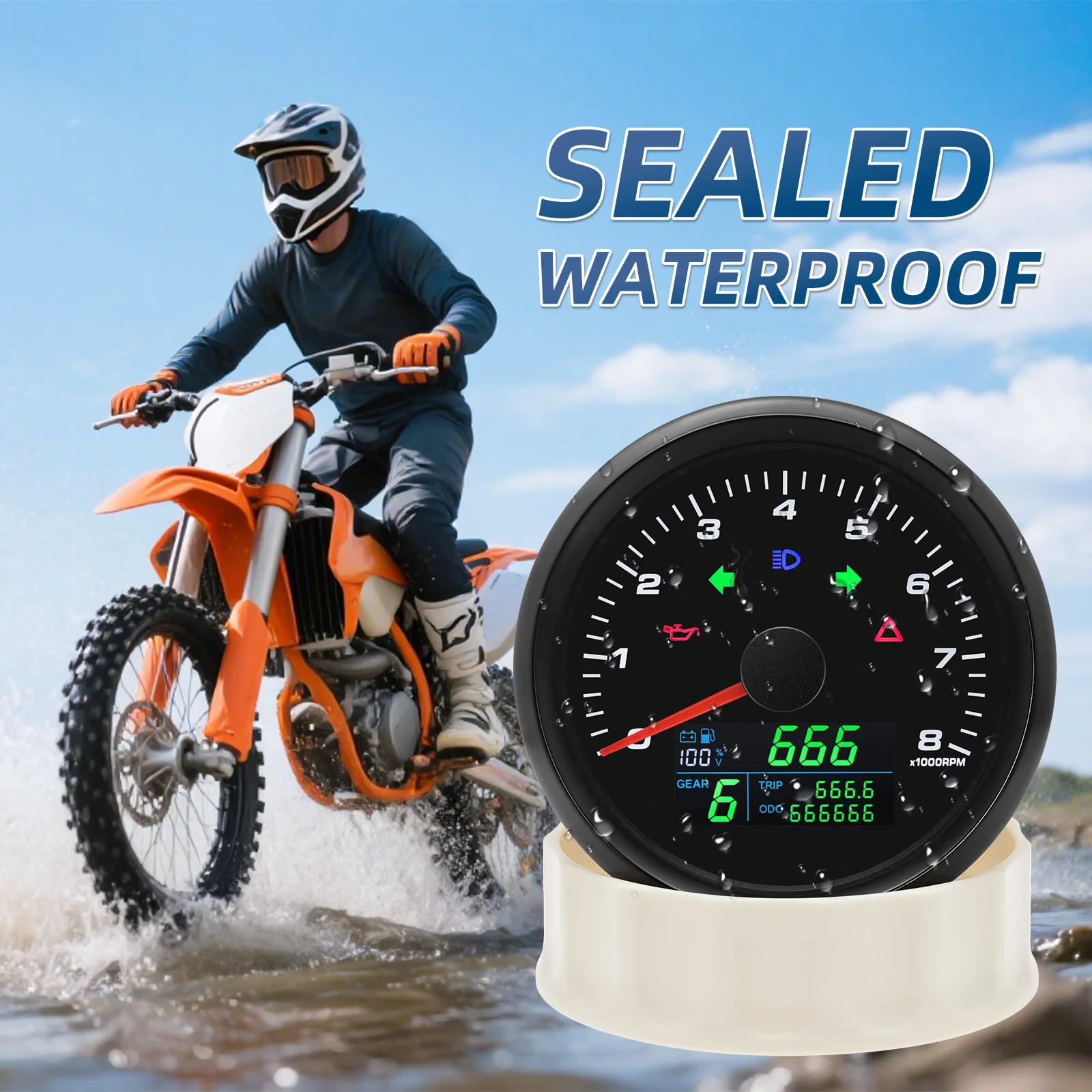 85mm Multifunctional Gaug GPS Speedometer Tachometer 8000RPM Fuel Level Gauge Voltmeter 299kmh MPH Speed Meter With 1-6 Gear view 6