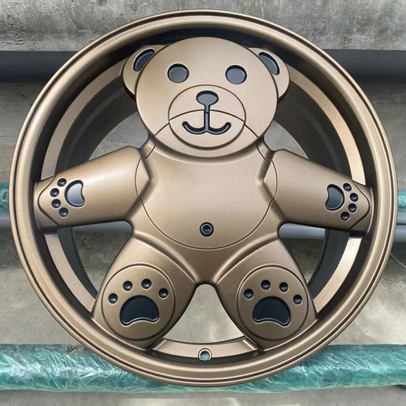 

Custom 17 Inch 5x114.3 Forged Aluminum Alloy Wheels Cute Matte Bronze Teddy Bear Wheel Rims New Condition MOQ 4 Pieces For Car