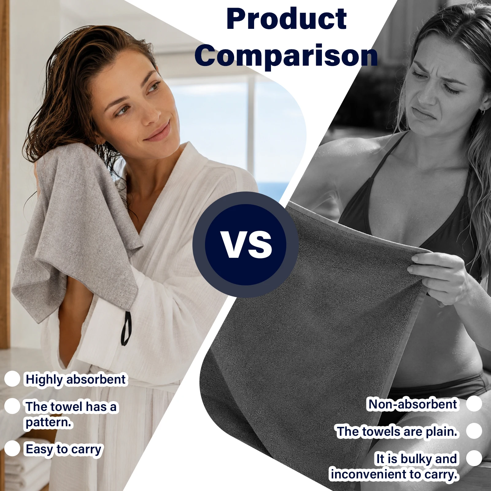 Soft Cationic Fabric Fitness Towel Lightweight Absorbent Daily Use with Built-In Hanging Strap for Easy Air-Drying Exquisite Hem