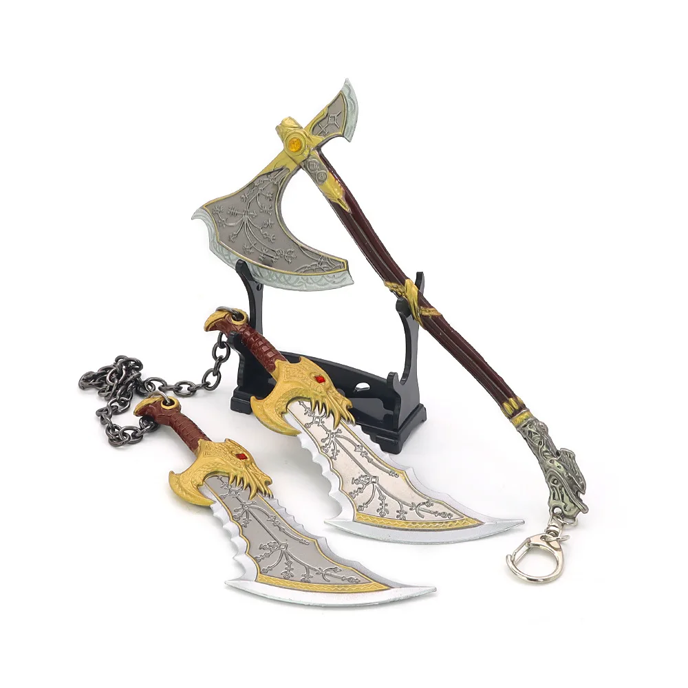 18cm Kratos Chaos Blade with Leviathan Axe Set God Of War Game Peripherals All Metal Sword for Table Ornaments Collection Crafts