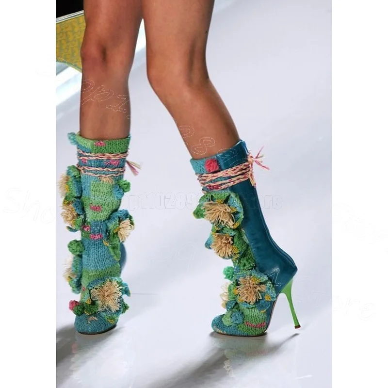 

Colorful Tassels Design Round Toe Runway Boots Back Zipper Women Shoes Thin High Heels New Party Dating 2025 Zapatos Para Mujere