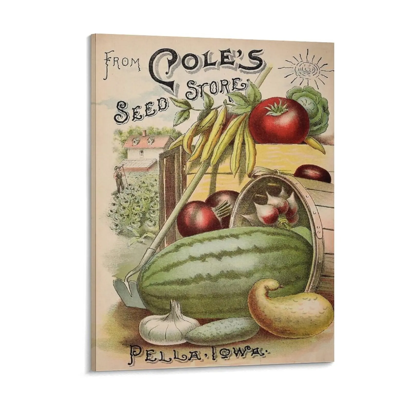 Vintage 1900 Cole S Seed Store Ad Canvas Painting Cinema Poster Designs Wall Decor Garage Plaques Framed Wall Painting