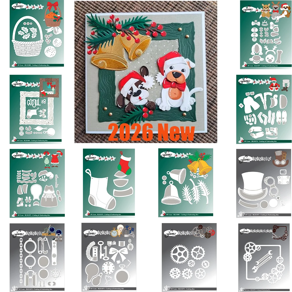 Christmas Doggies Metal Cutting Dies Greeting Card Birthday Template DIY Scrapbooking Photo Album Handmade Embossing 2026 New