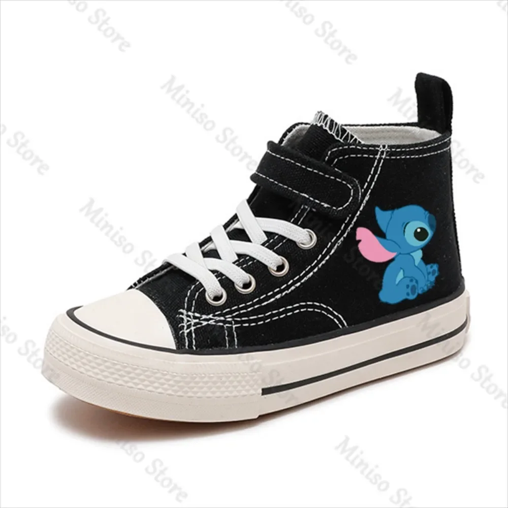 Jolies chaussures en toile de dessin animé pour enfants, chaussures de sport décontractées pour garçons et filles, chaussures de tennis montantes pour enfants, impression CAN o Stitch