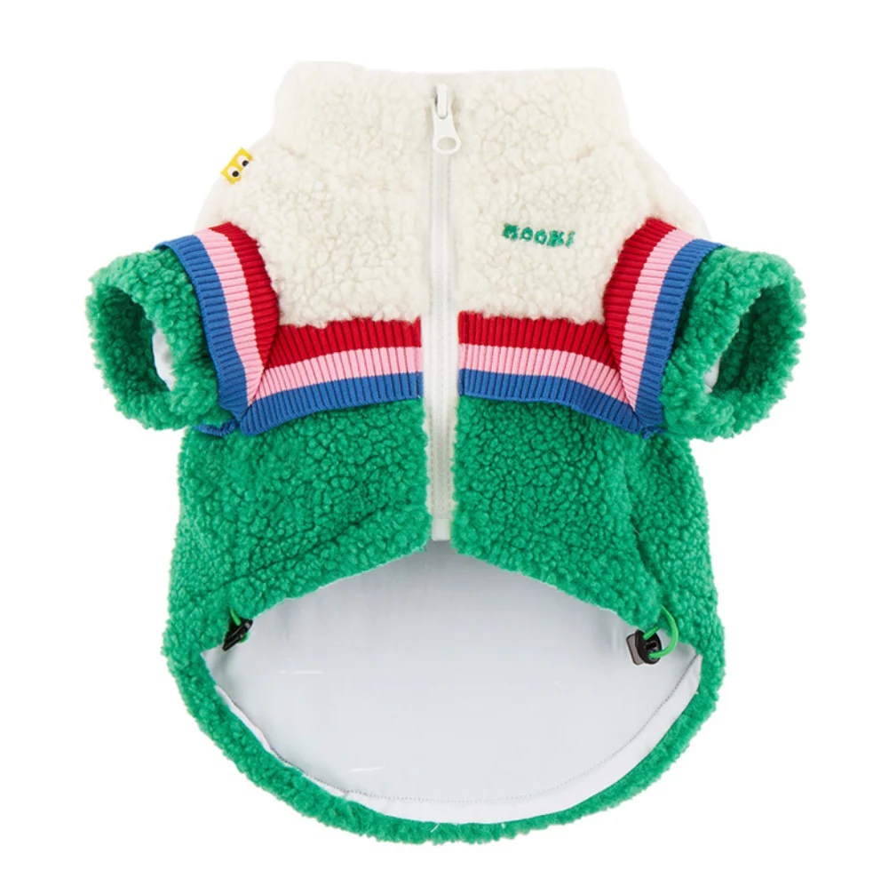 Thickened Fleece Coat for Dogs and Cats, Retro Zipper Jacket, Small and Medium Dog Outwear, Pet Costume Clothes, Winter