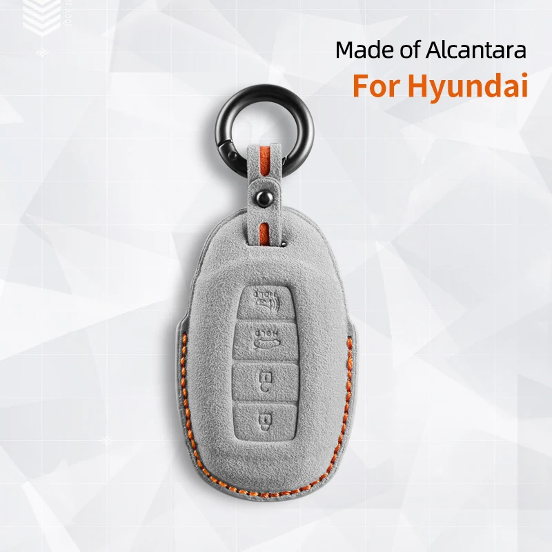 Car Key Case For Hyundai i30 Tucson KONA Encino Solaris Azera Grandeur Ig Accent Santa Fe Palisade Suede Cover Shell Keychain