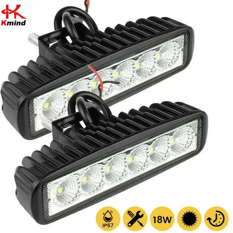 

2PCS 18w 6 LED Monogram Car Work Aid Light DRL Spotlight Car Offroad SUV Truck Headlight Daytime Running Light 12V 6000K