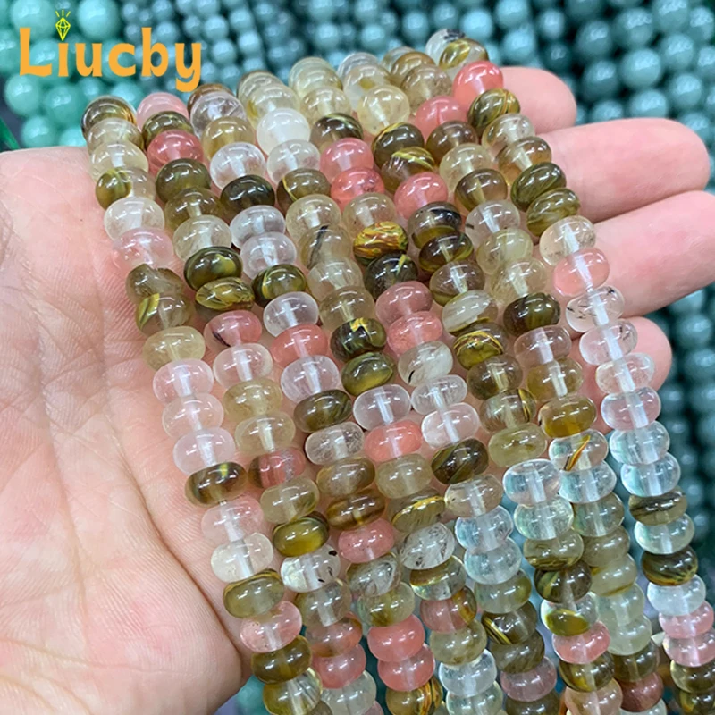 100% Naturstein Wassermelone schale Abakus Spacer Perlen für Schmuck herstellung DIY Dekoration Fußkettchen Zubehör 15 "Großhandel 4/6/8mm – Detail 7