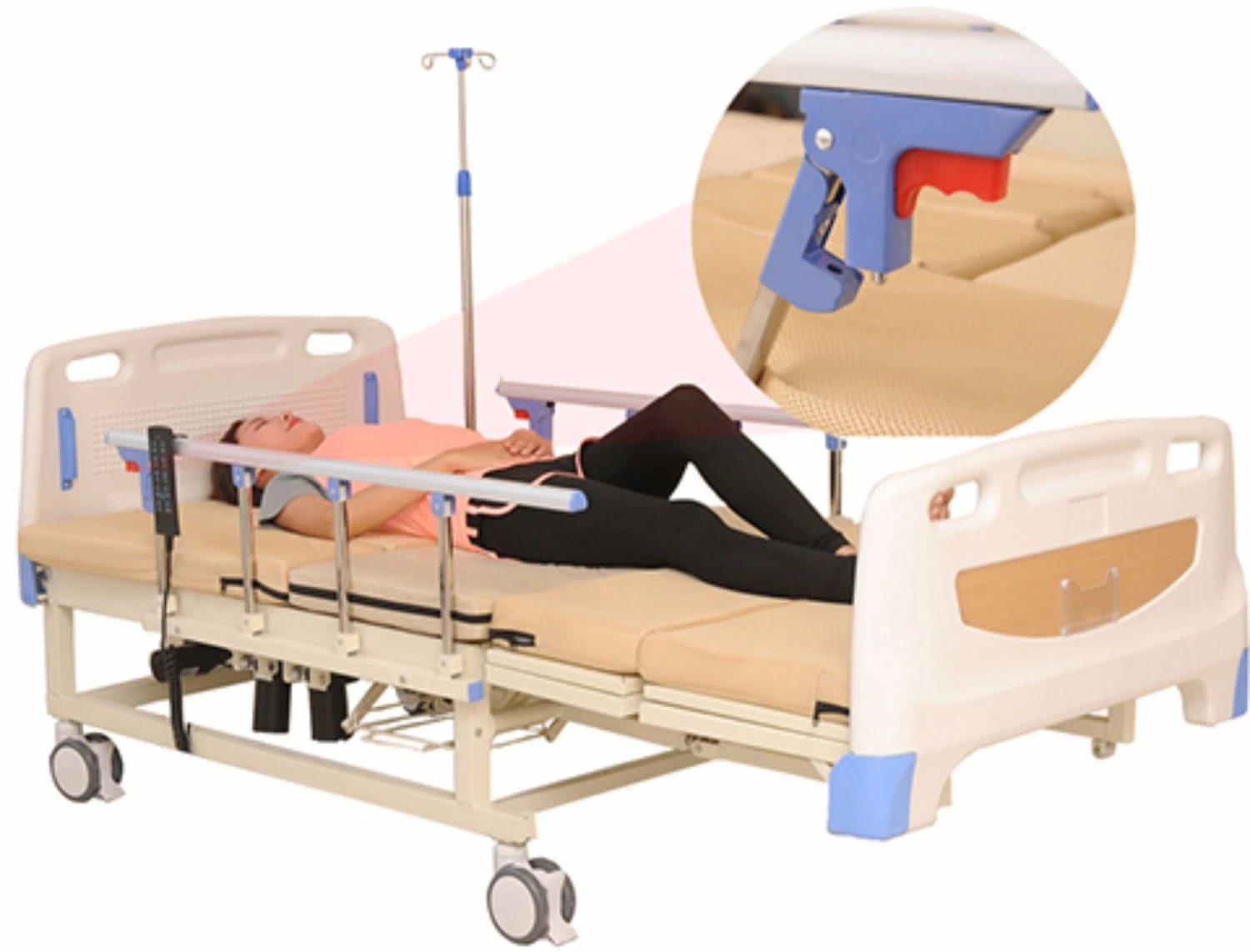 Electric turning-over medical nursing bed with toilet hole for paralyzed patients with urination and defecation.